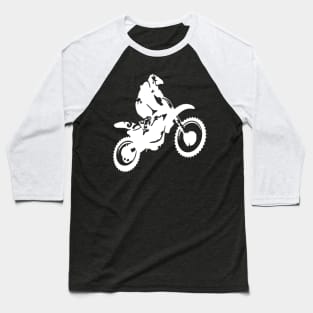 Moto X  Dirt Bike Monotone Vector Art - White Baseball T-Shirt